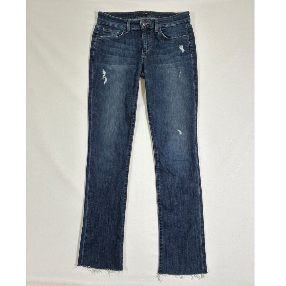 Joe's Jeans Beth Womens 28 Blue Slim Straight Raw Hem Stretch Jeans